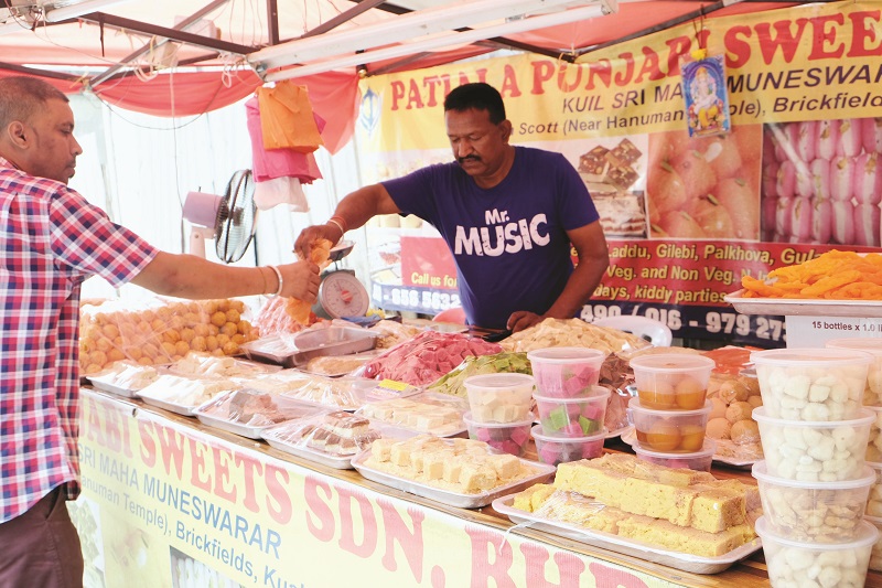 Patiala Punjabu00e2u20acu2122s sweets stall in Brickfields, Kuala Lumpur.