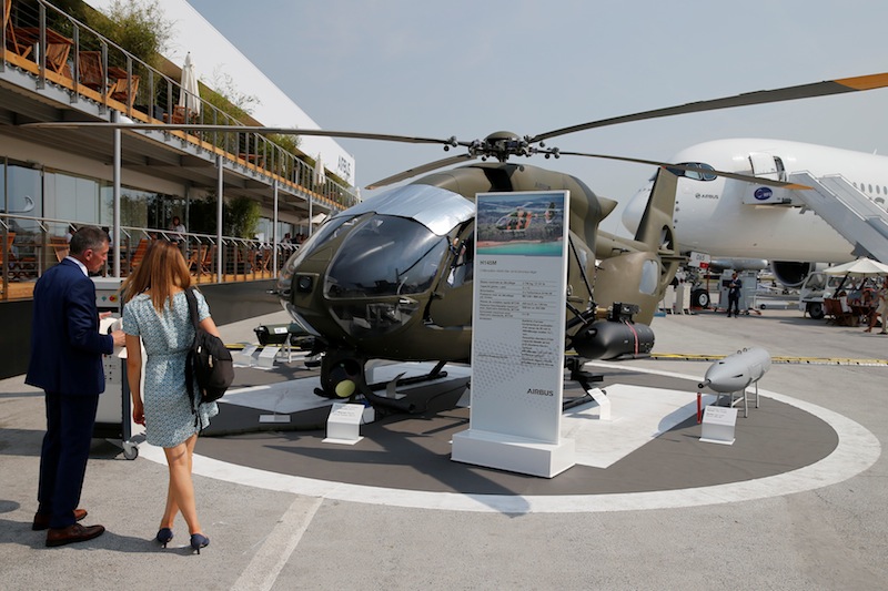 Visitors look at Airbus H145M helicopter on static display during the 52nd Paris Air Show at Le Bourget airport near Paris, France June 21, 2017. u00e2u20acu201d Reuters pic