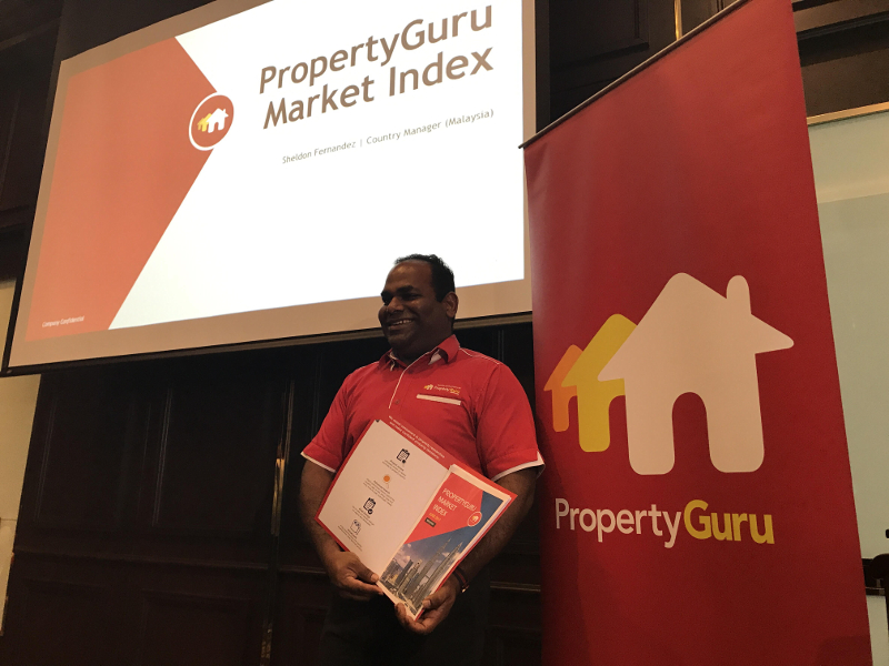Sheldon Fernandez revealing Q1 2017 figures from the newly launched PropertyGuru Market Index . u00e2u20acu201d Picture by A. Ruban