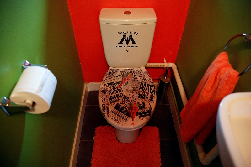 A Harry Potter themed toilet is seen in the home of fan Victoria Maclean in Neath February 9, 2017. — Reuters pic