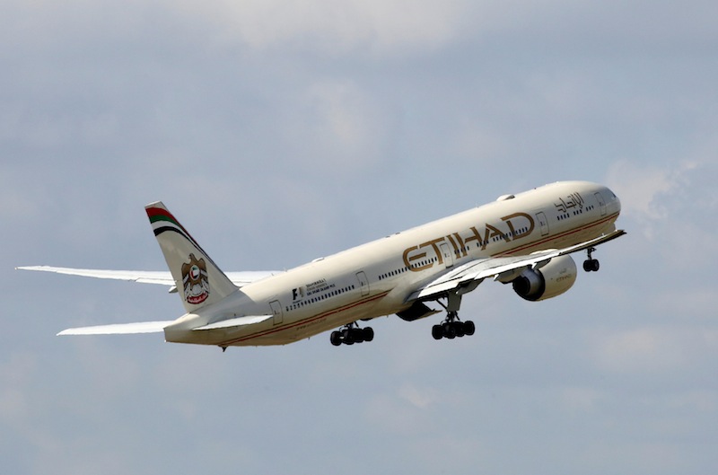 An Etihad Airways Boeing 777-3FX company aircraft takes off at the Charles de Gaulle airport in Roissy, France, August 9, 2016. u00e2u20acu201d Reuters pic