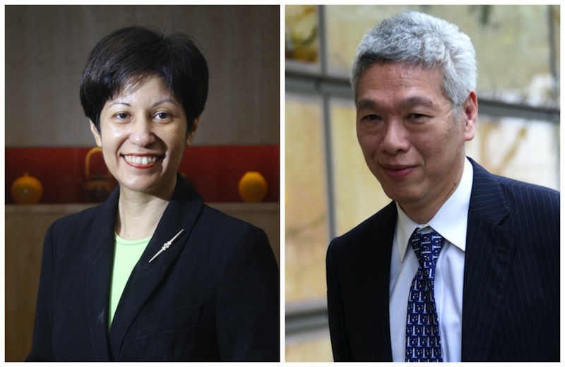 Senior Minister of State Indranee Rajah and Lee Hsien Yang. u00e2u20acu201d Picture by TODAY/AFPn
