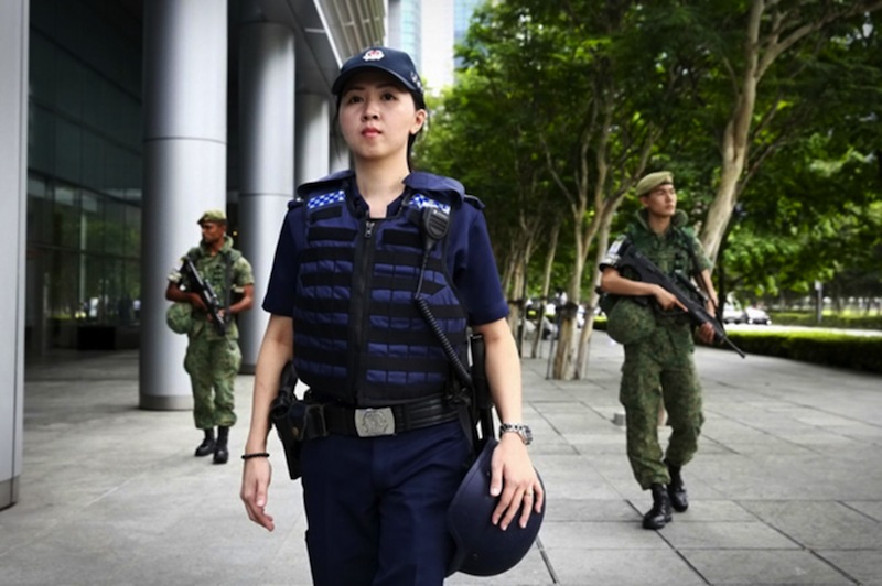 A Joint Security patrol carried out along Marina Bay Financial Centre by SPF's Ground Response Force (GRF) and SAF's Island Defence Task Force. u00e2u20acu201d Picture by Nuria Ling/TODAY 
