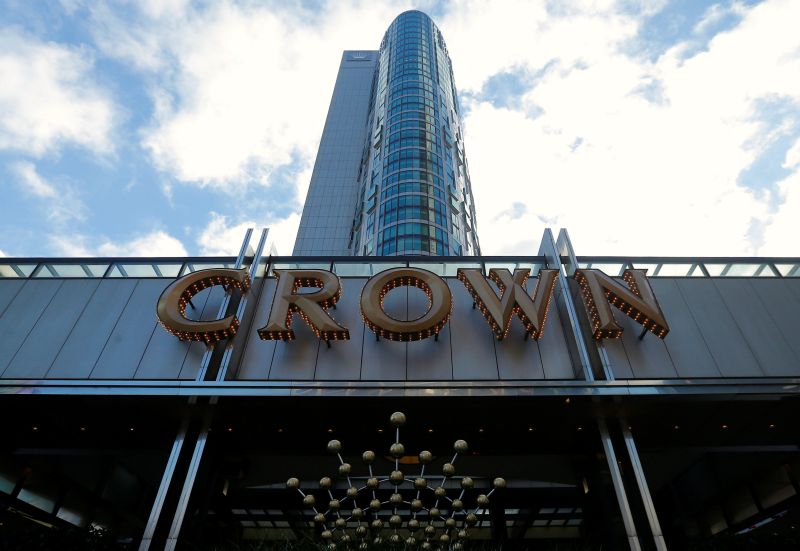 The logo of Australian casino giant Crown Resorts Ltd adorns the hotel and casino complex in Melbourne June 13, 2017. u00e2u20acu201d Reuters picnn