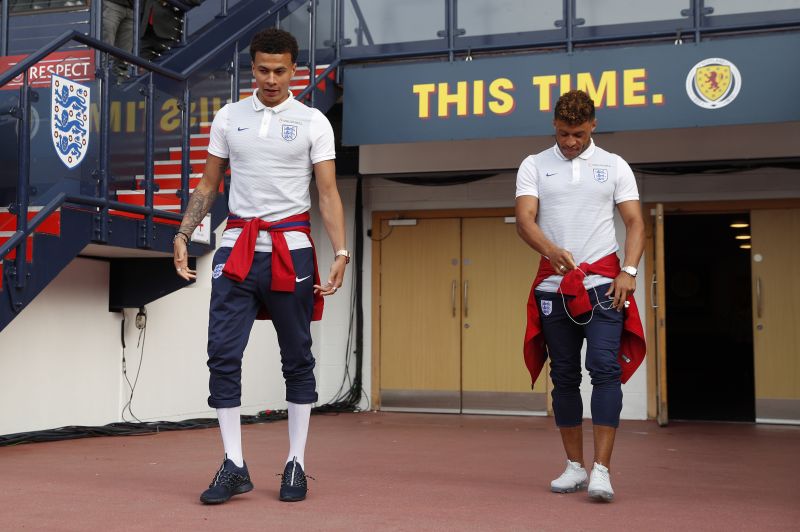 England's Dele Alli and Alex Oxlade-Chamberlain visit the stadium in Hampden Park, Glasgow June 9, 2017. u00e2u20acu2022 Reuters pic