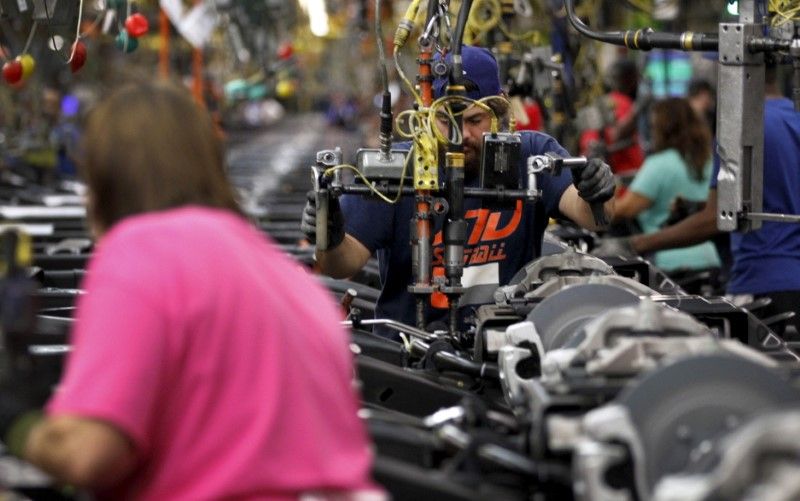 Jacob Bailey conducts assembly on an SUV chassis at the General Motors Assembly Plant in Arlington, Texas June 9, 2015. u00e2u20acu201d Reuters pic