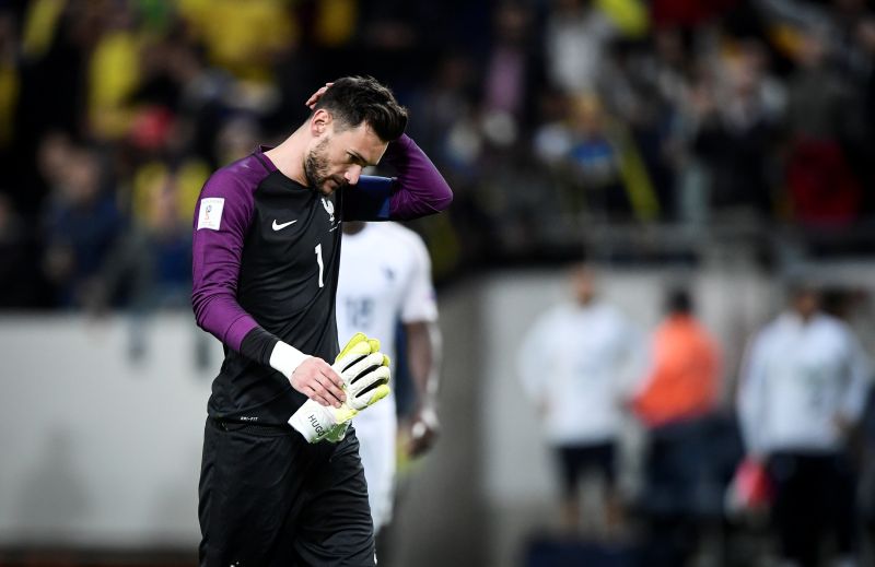 France's goalkeeper Hugo Lloris reacts after Sweden won 2-1 in the World Cup qualifying Group A match. u00e2u20acu2022 Reuters pic