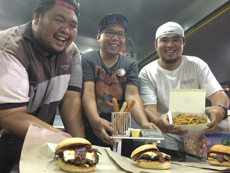 Meat and Loaf’s three bosses Jaejaye James, Awang Yuzrinizam Yusof and Clovito Supsup Junior. — Picture by Julia Chan