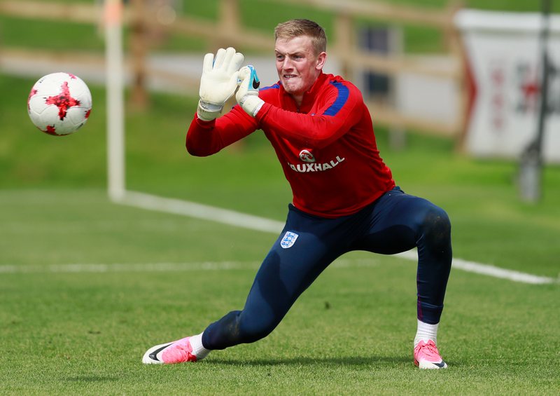 England's Goalkeeper Jordan Pickford during training with the England Under-21 squad at St Georges Park June 7, 2017. u00e2u20acu201d Reuters pic