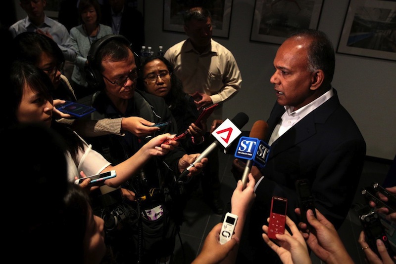 Shanmugam speaks to reporters at the 'Keep it Real: Truth and Trust in the Media' event on June 19, 2017. u00c2u00a0u00e2u20acu201d Picture by Jason Quah 