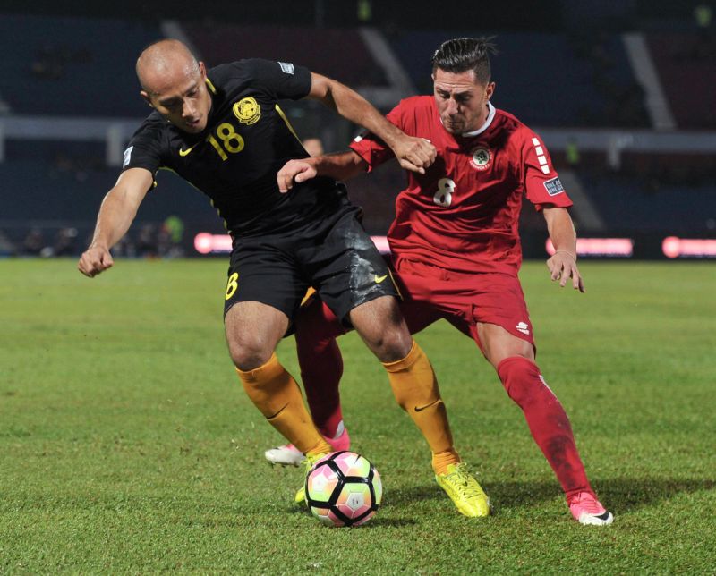 Malaysiau00e2u20acu2122s Mahali Jasuli in action during the 2019 Asia Cup qualifying Group B match against Lebanon at the Tan Sri Dato Hassan Yunos Stadium in Larkin June 13, 2017. u00e2u20acu2022 Bernama pic