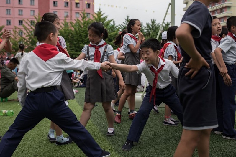 Children take part in sports games marking u00e2u20acu02dcChildrenu00e2u20acu2122s Union Foundation Dayu00e2u20acu2122, in Pyongyang June 6, 2017. u00e2u20acu201d AFP pic