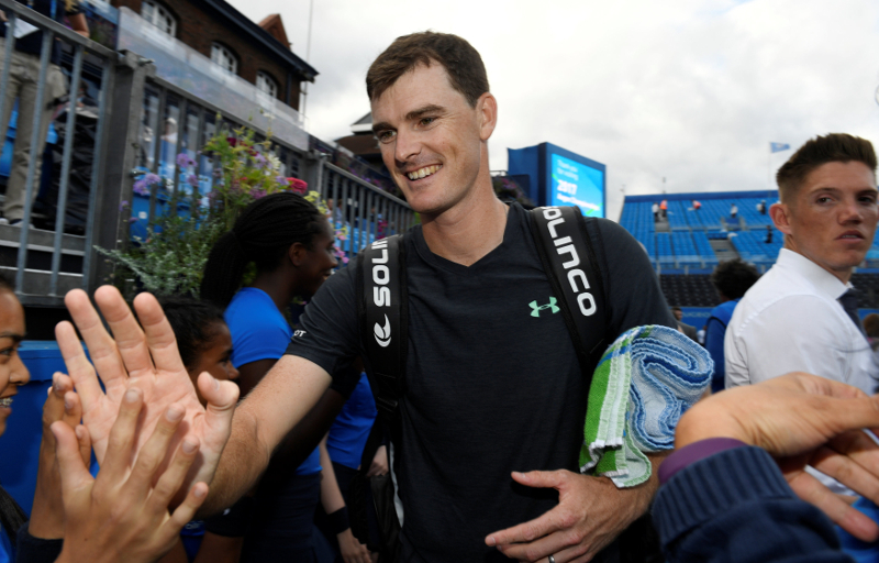 Great Britainu00e2u20acu2122s Jamie Murray celebrates after victory in the Aegon Championships final with Brazilu00e2u20acu2122s Bruno Soares against Franceu00e2u20acu2122s Julien Benneteau and Edouard Roger-Vasselin at Queenu00e2u20acu2122s Club, London June 25, 2017. u00e2u20acu201d Reuters pic
