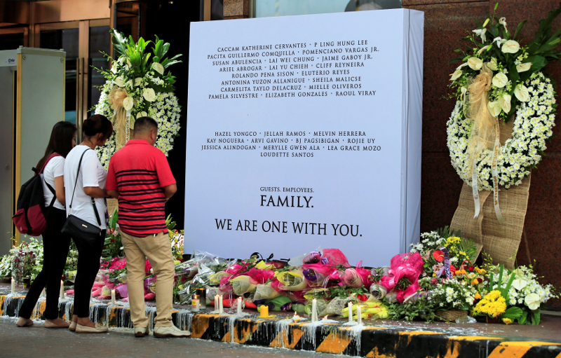Employees offer prayers during a memorial for those killed in a casino fire caused by a gunman at Resorts World in Pasay City, Metro Manila June 4, 2017. u00e2u20acu201d Reuters pic