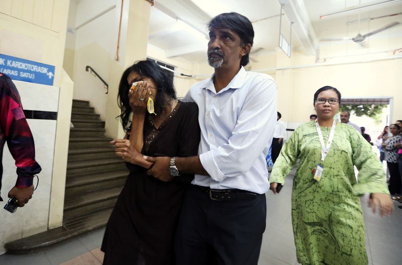 D. Shanti, the mother of bully victim T. Nhaveen, could not control her grief after being told of her sonu00e2u20acu2122s death at the Penang Hospital, June 15, 2017. u00e2u20acu201d Bernama pic