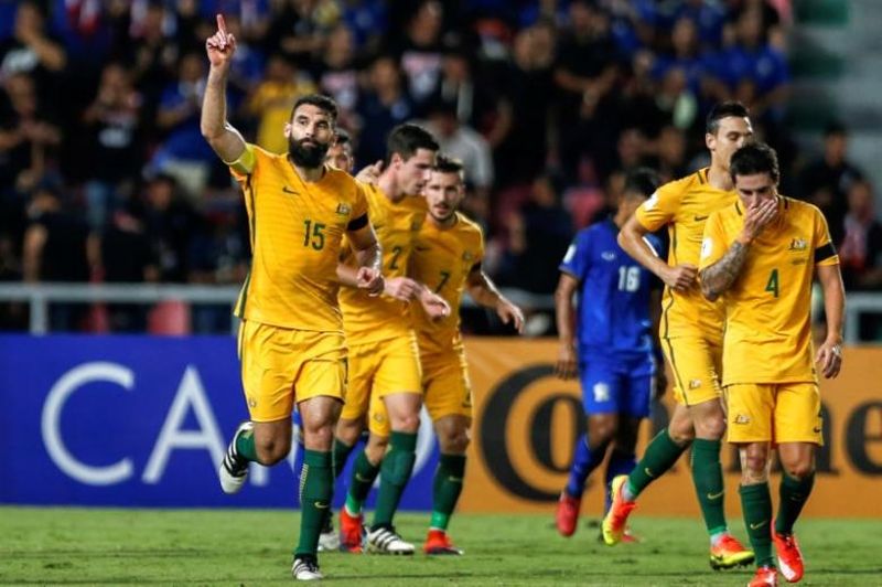 Australiau00e2u20acu2122s Mile Jedinak celebrates after scoring a penalty goal against Thailand during a 2018 World Cup qualifier match at Rajamangala National Stadium, Bangkok, November 15, 2016. u00e2u20acu201d Reuters pic