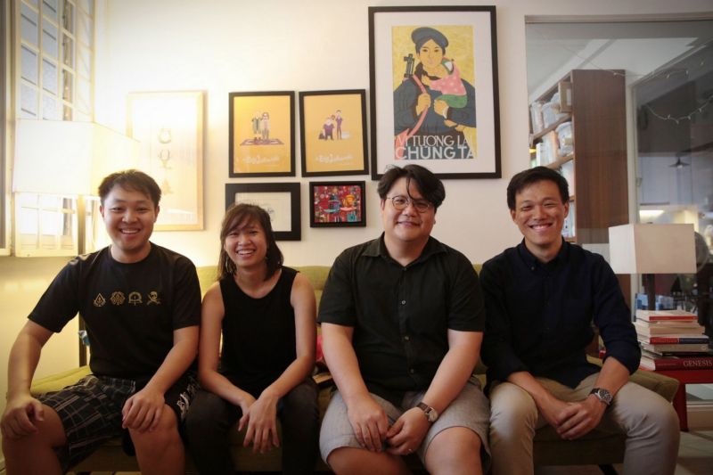 The NUS team working on the project, (from left) Edward Chu, Sharmaine Sie, assistant professor Jude Yew, and Tin Wei Yang. ― TODAY pic