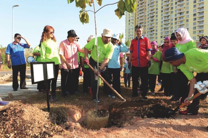 Mohd Aminuddin leads a tree-planting session with members of Peka and TNB personnel. u00e2u20acu2022 Malay Mail pic