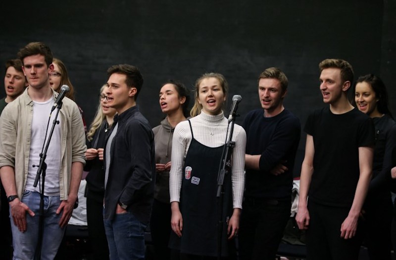 In this photograph taken on February 24, 2017, students rehearse a production alongside a band named u00e2u20acu02dcband callu00e2u20acu2122 at The Royal Central School of Speech and Drama in London's West End.u00c2u00a0u00e2u20acu201d AFP pic