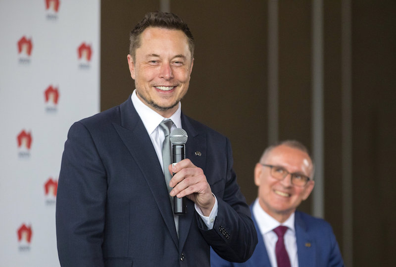 South Australian Premier Jay Weatherill listens to Tesla Chief Executive Officer Elon Musk speaking in Adelaide July 7, 2017. u00e2u20acu201d Reuters pic