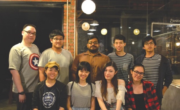Meet the creators and contributors behind MAGIC RAIN: Back row, from left: Nicholas Yap, Douglas Loh, CM Char, Amos Teng, and Hazim Hamada. Front row, from left: Catherine Tay, Nathalie Tay, Joey Sheon and Chermaine Low. u00e2u20acu201d Picture by Malay Mail