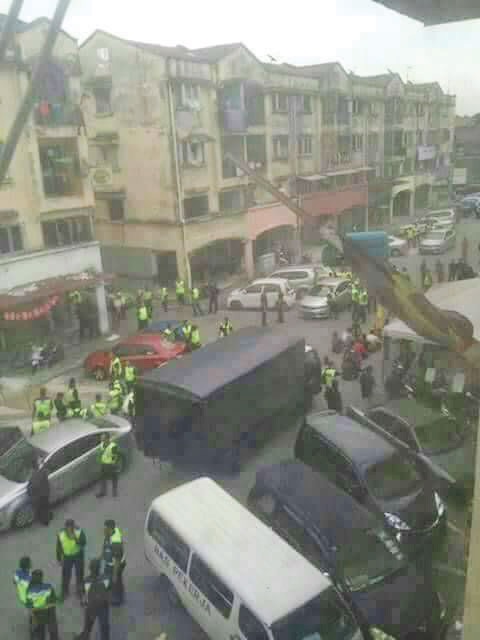 Police personnel at the crime scene at Menglembu town after last weeku00e2u20acu2122s shooting incident. u00e2u20acu201d Picture from Facebook