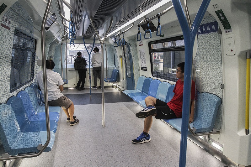 The interior of one of the 58 MRT train sets, which can each carry 1,200 passengers per trip. — Picture by Yusof Mat Isa