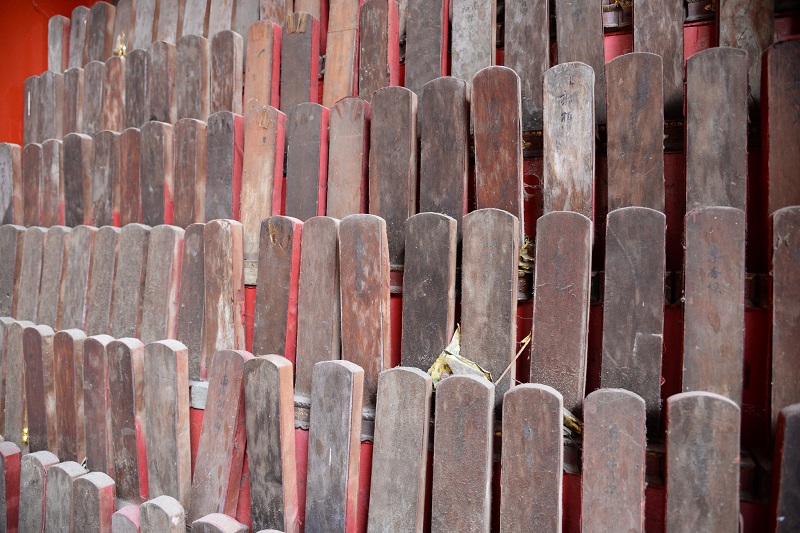 The 200-years-old ancestral tablets inside the Ng Fook Thong Cantonese Districts Association building.