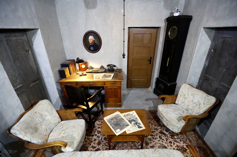 A replica of the original bunker office of German Nazi leader Adolf Hitler is pictured during a media tour of the exhibition entitled ‘Hitler — How Could it Happen?’ in a World War Two bunker in Berlin, Germany, July 27, 2017. — Reuters pic