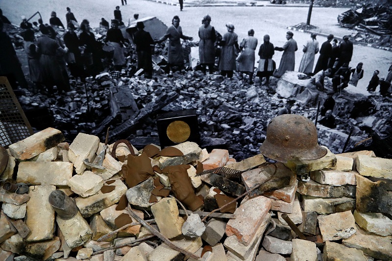 Artefacts are pictured during a media tour of the exhibition entitled ‘Hitler — How Could it Happen?’ about German Nazi leader Adolf Hitler in a World War Two bunker in Berlin July 27, 2017.