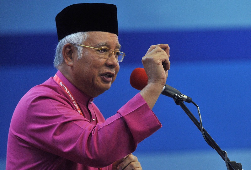 Prime Minister and Umno president Datuk Seri Najib Razak speaks during the Lipis Umnou00e2u20acu2122s Division Delegates Conference at the Dewan Jubli Perak Sultan Haji Ahmad Shah, Kuala Lipis July 30, 2017. u00e2u20acu201d Bernama pic