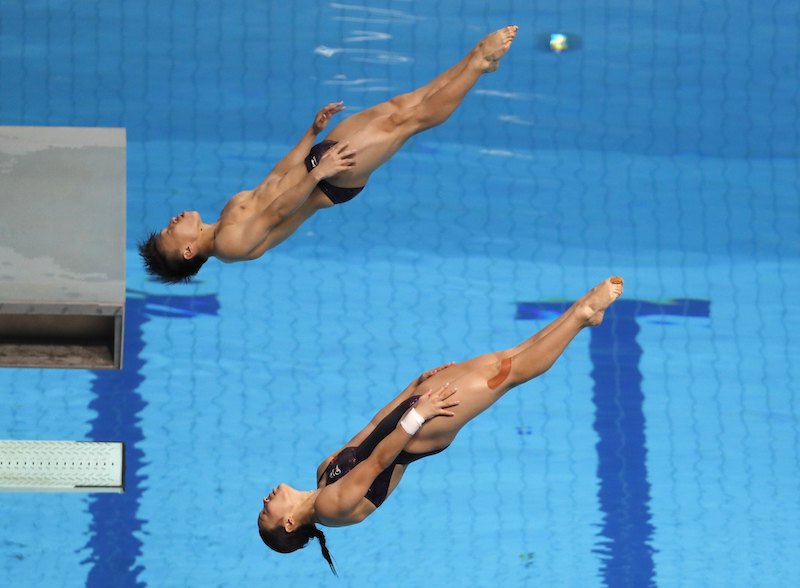 Han Wang and Zheng Li ofu00c2u00a0Chinau00c2u00a0compete in the mixed 3m synchro springboard final at the 17th Fina World Aquatics Championships in Budapest July 22, 2017.u00c2u00a0u00e2u20acu201d Reuters pic