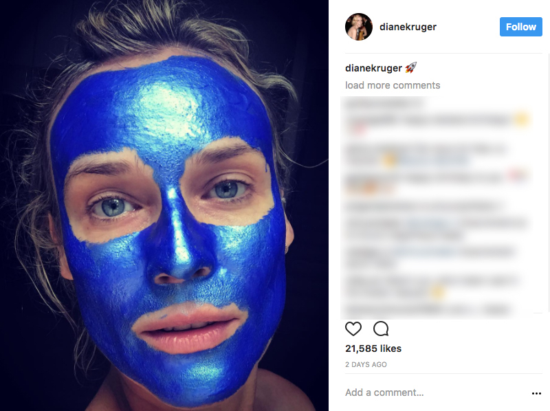 Diane Kruger in the Glamglow Gravitymud Firming Treatment u00e2u20acu201d Picture courtesy of Diane Kruger / Instagram