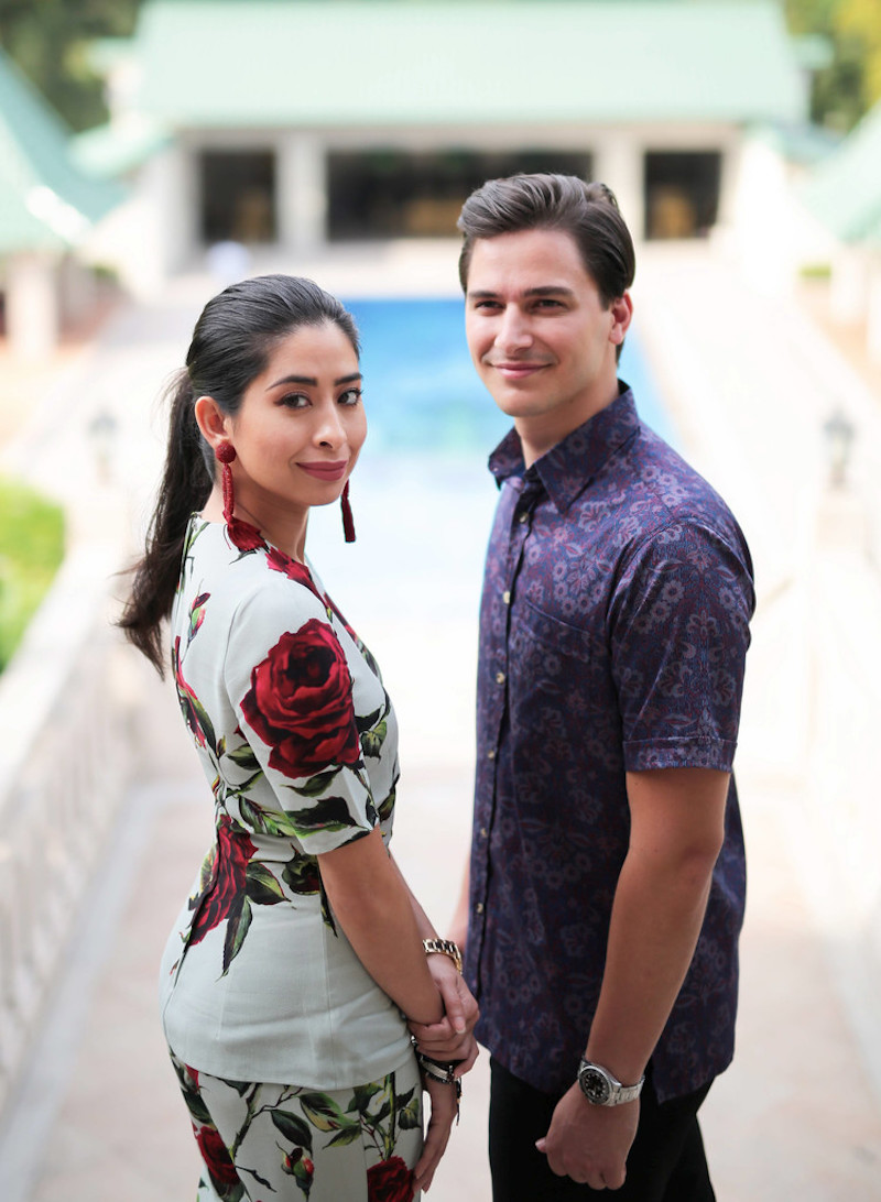 Tunku Tun Aminah Maimunah Iskandariah Sultan Ibrahim and her husband-to-be, Dennis Muhammad Abdullah, pose in an official photograph that was released on July 23, 2017, ahead of their wedding on August 14, 2017. — Bernama pic