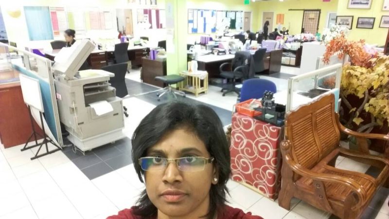 Parti Sosialis Malaysia leader KS Bawani at the Kuching airport immigration office after she was barred from entering Sarawak July 29, 2017. u00e2u20acu2022 Picture courtesy of KS Bawani