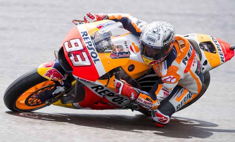 Repsol Honda Teamu00e2u20acu2122s Spanish rider Marc Marquez steers his bike during the second training session of the Moto Grand Prix of Germany at the Sachsenring Circuit on June 30, 2017 in Hohenstein-Ernstthal, eastern Germany. u00e2u20acu201d AFP pic