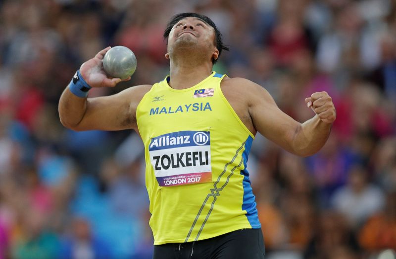 Muhamad Ziyad Zolkefli of Malaysia in the menu00e2u20acu2122s shot put F20 final at the IAAF ParaAthletics Championships in London, July 16, 2017. u00e2u20acu201d Reuters pic