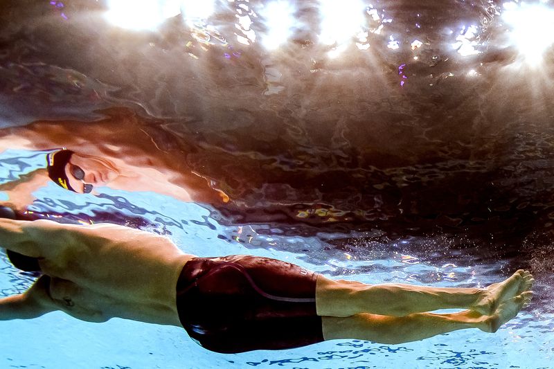 Picture taken with an underwater camera shows US swimmer Ryan Murphy competing in the men's 100m backstroke final during the swimming competition at the 2017 FINA World Championships in Budapest, on July 25, 2017. u00e2u20acu201d AFP pic