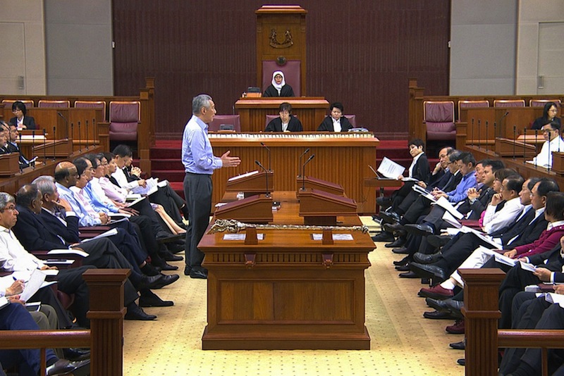 In this image made from video provided by Parliament House of Singapore, Singapore's Prime Minister Lee Hsien Loong addresses Parliament on Monday. u00e2u20acu201d Picture by Parliament House via APn