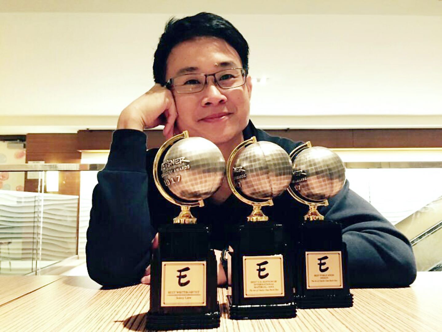 Sonny Liew picked up three Eisner Awards for his graphic novel, 'The Art of Charlie Chan Hock Chye', on Saturday. u00e2u20acu201du00c2u00a0Picture by Chan Shiuan