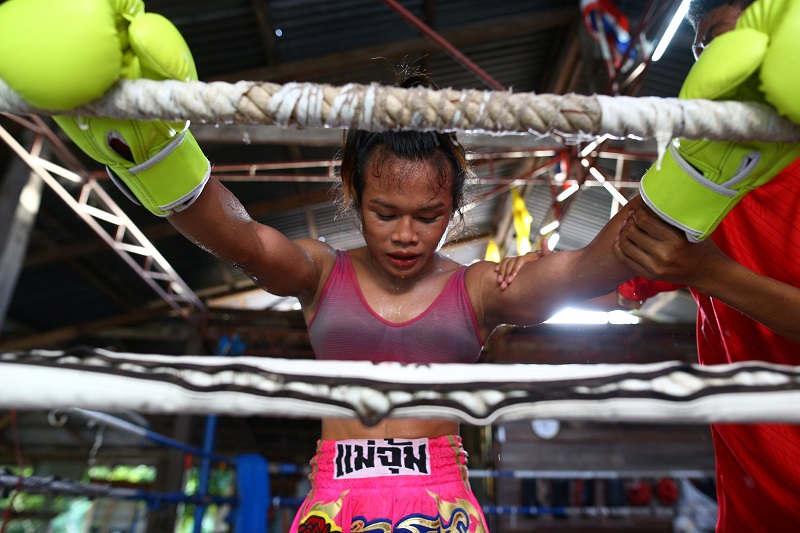 Muay Thai boxer Nong Rose Baan Charoensuk, who is transgender, trains at a gym in Buriram province, Thailand July 3, 2017. u00e2u20acu201d Reuters pic