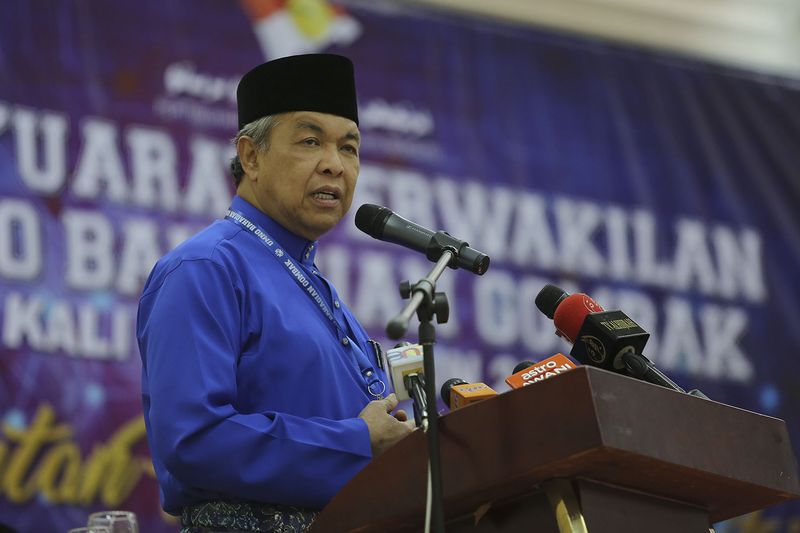Deputy Prime Minister Datuk Seri Dr Ahmad Zahid Hamidi delivering his speech during the Gombak Umno Division Delegates Conference in Kuala Lumpur, July 9, 2017. u00e2u20acu201d Picture by Yusof Mat Isa