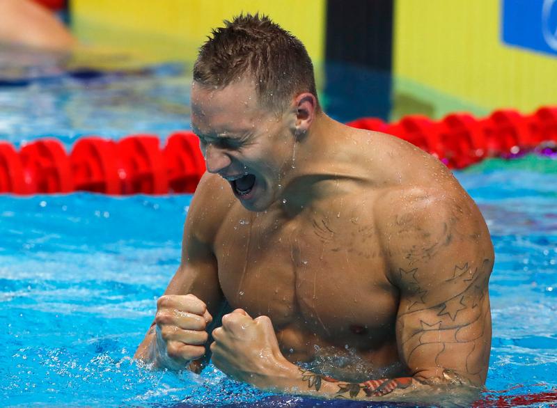 Caeleb Remel Dressel of the US reacts after winning the Fina world championships men's 100m butterfly final in Budapest July 29, 2017. u00e2u20acu201d Reuters pic