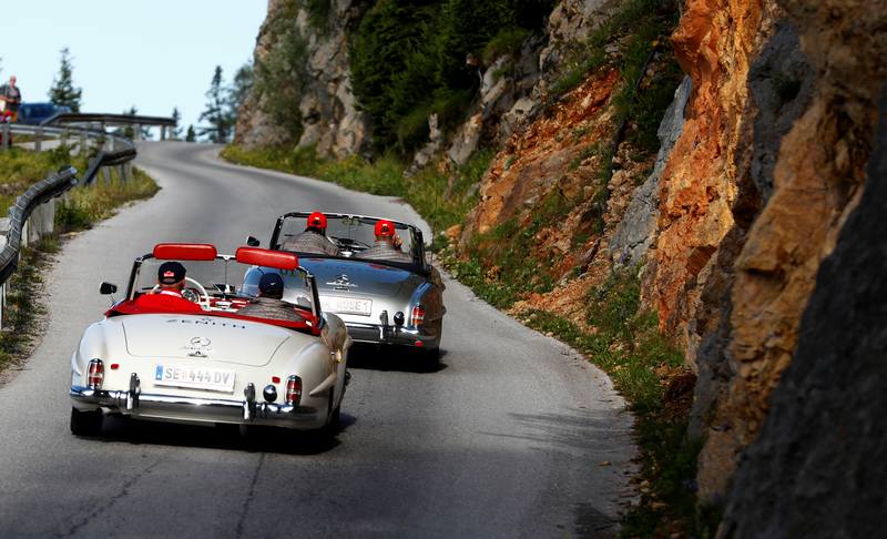 Participants drive their cars during the Ennstal Classic oldtimer rally on the road up to mount Stoderzinken, Austria July 21, 2017. u00e2u20acu201d Reuters pic