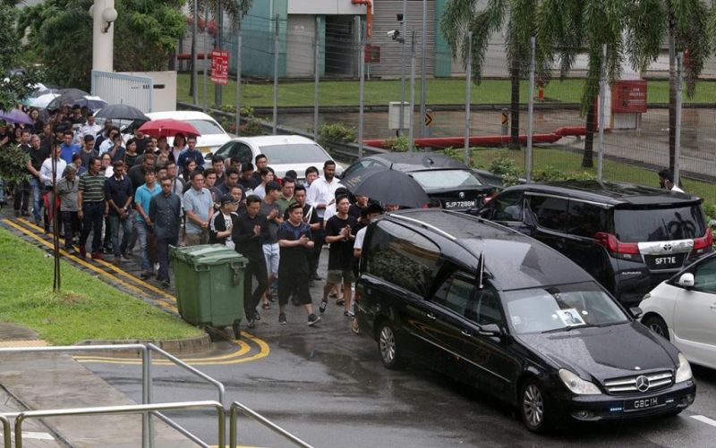 Funeral cortege of Spencer Tuppani leaving the Teochew Funeral Parlour yesterday, July 14 2017. u00e2u20acu2022 Picture by Wee Teck Hian/TODAY