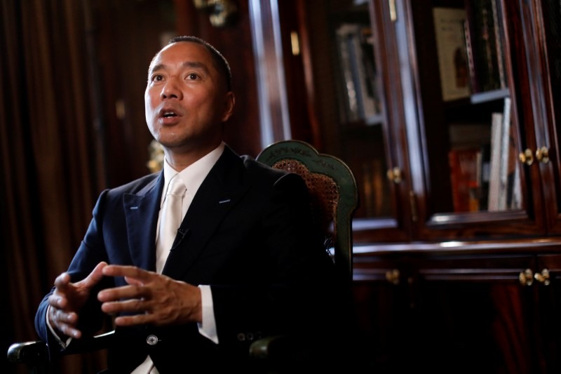 Billionaire businessman Guo Wengui speaks during an interview in New York April 30, 2017. u00e2u20acu201d Reuters pic