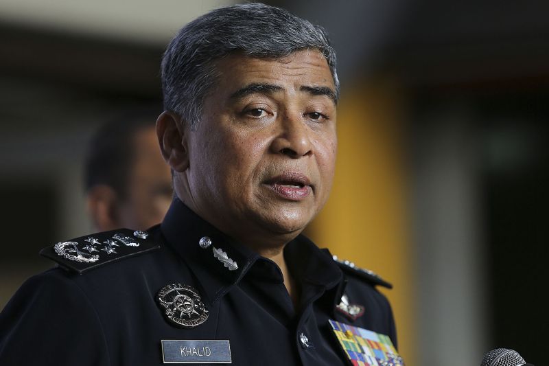 IGP Tan Sri Khalid Abu Bakar speaks during a press conference after the PDRM monthly assembly at the federal police headquarters in Kuala Lumpur July 27, 2017. u00e2u20acu2022 Picture by Yusof Mat Isa