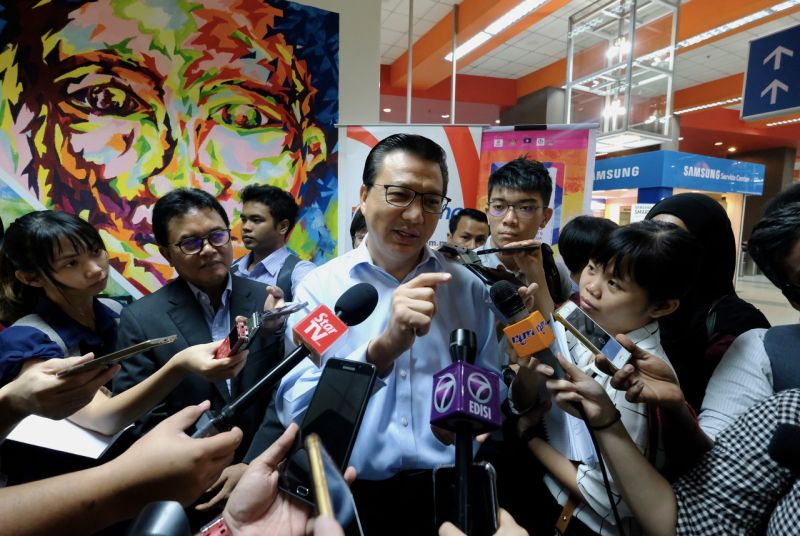 Datuk Seri Liow Tiong Lai speaks to reporters after opening the Ampang Park LRT mural in Kuala Lumpur today. u00e2u20acu2022 Bernama pic
