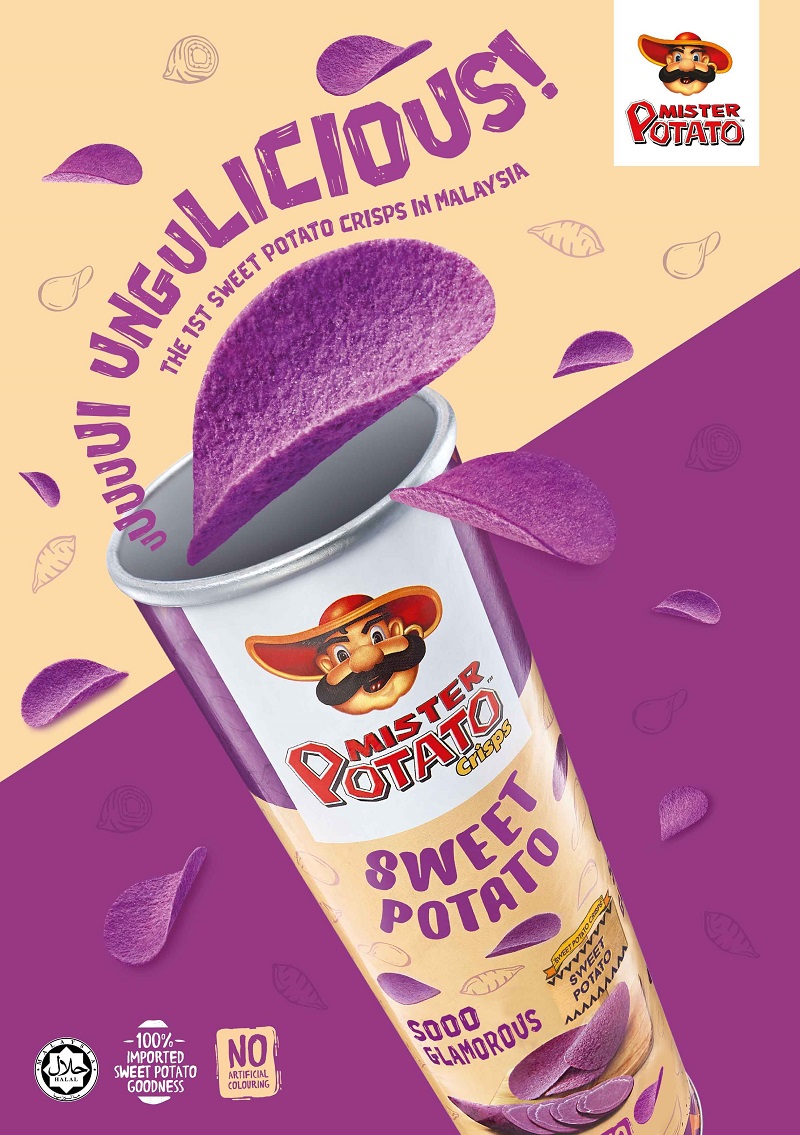Mister Potatou00e2u20acu2122s Purple Sweet Potato crisps are available at all leading supermarkets and convenient outlets nationwide priced at RM4.84 per can. u00e2u20acu2022 Picture courtesy of Mamee 