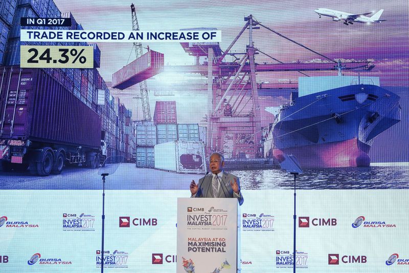 Datuk Seri Najib Razak delivers his speech during an Invest Malaysia 2017 event at Shangri-La Hotel in Kuala Lumpur, July 25, 2017. u00e2u20acu2022 Picture by Yusof Mat Isa